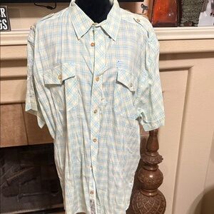 Akoo Light Blue and Yellow Plaid Button Down Shirt